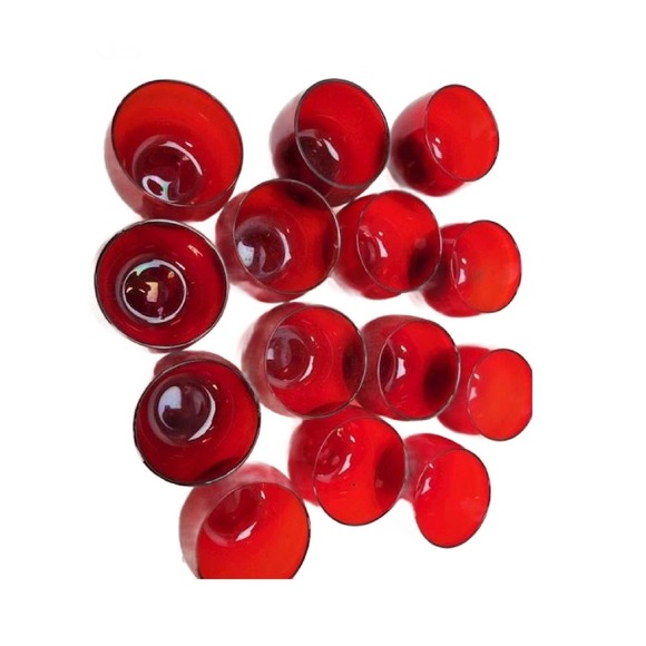 Roly Poly Glasses Cranberry Lustre Set of 14 - Picture 5 of 10